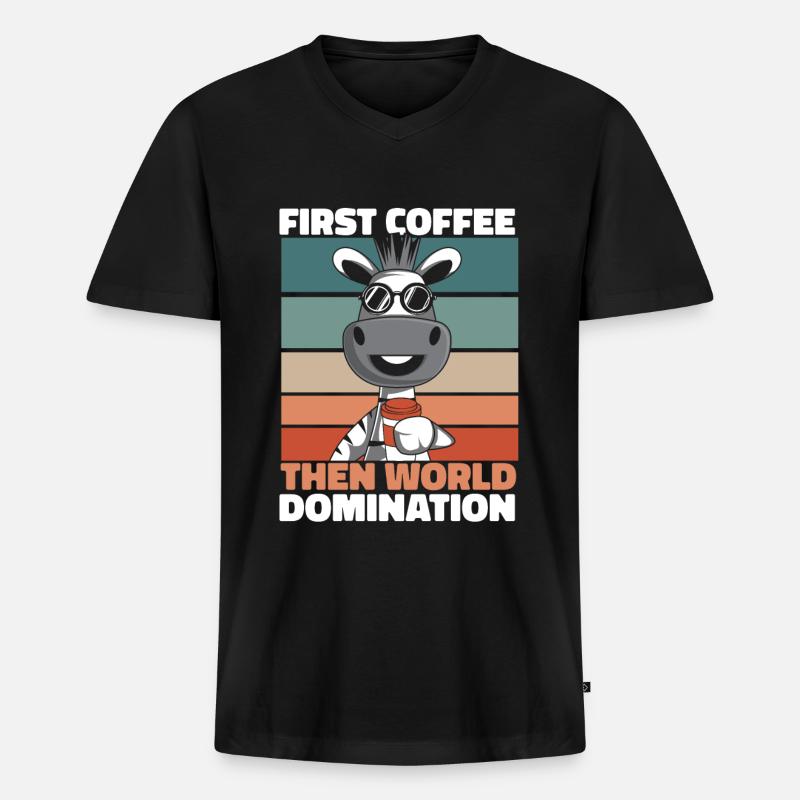 Zebra - Männer Premium Bio T-Shirt mit V-Ausschnitt - Schwarz