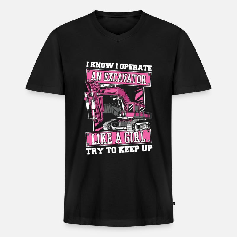 Baggerfahrer Witzig - Männer Premium Bio T-Shirt mit V-Ausschnitt - Schwarz