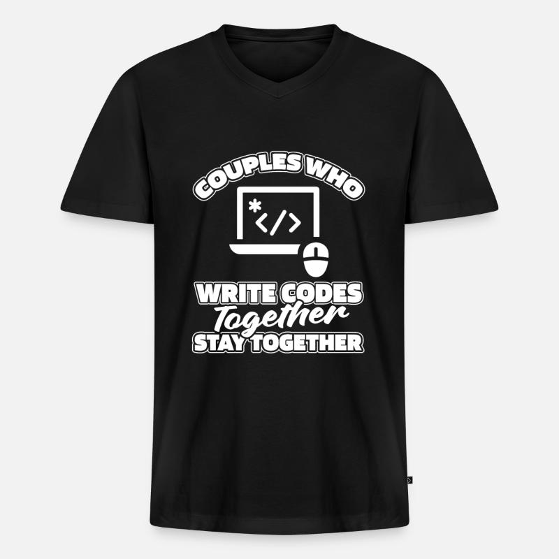 Developer Coder Programmer Pair - Men's Premium Organic T-shirt with V-neck - black
