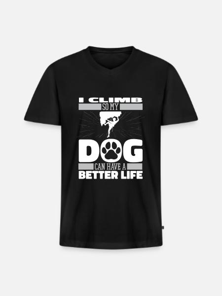 Climbing Climbing Dog - Men's Premium Organic T-shirt with V-neck - black