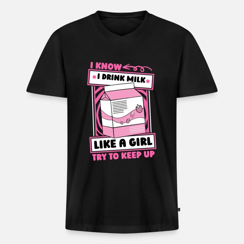 Kuh Milch Mädchen - Männer Premium Bio T-Shirt mit V-Ausschnitt - Schwarz
