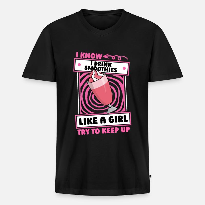Smoothie Mädchen - Männer Premium Bio T-Shirt mit V-Ausschnitt - Schwarz