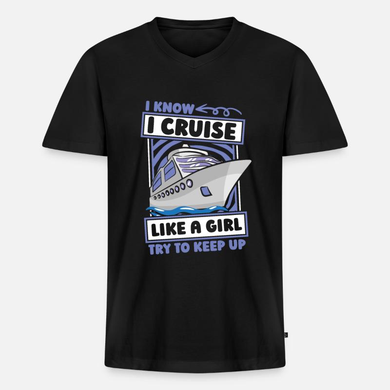 Kreuzfahrtschiff Mädchen - Männer Premium Bio T-Shirt mit V-Ausschnitt - Schwarz