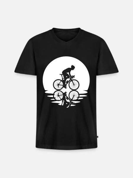 Circle and reflection - Man cycling - - Men's Premium Organic T-shirt with V-neck - black