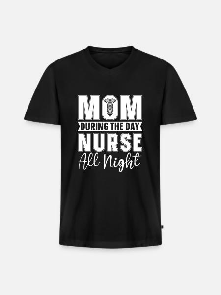 Nurse Mom - Men's Premium Organic T-shirt with V-neck - black