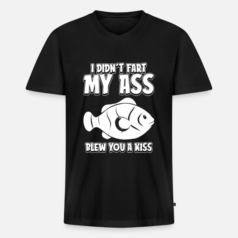 Clownfisch Witzig - Männer Premium Bio T-Shirt mit V-Ausschnitt - Schwarz