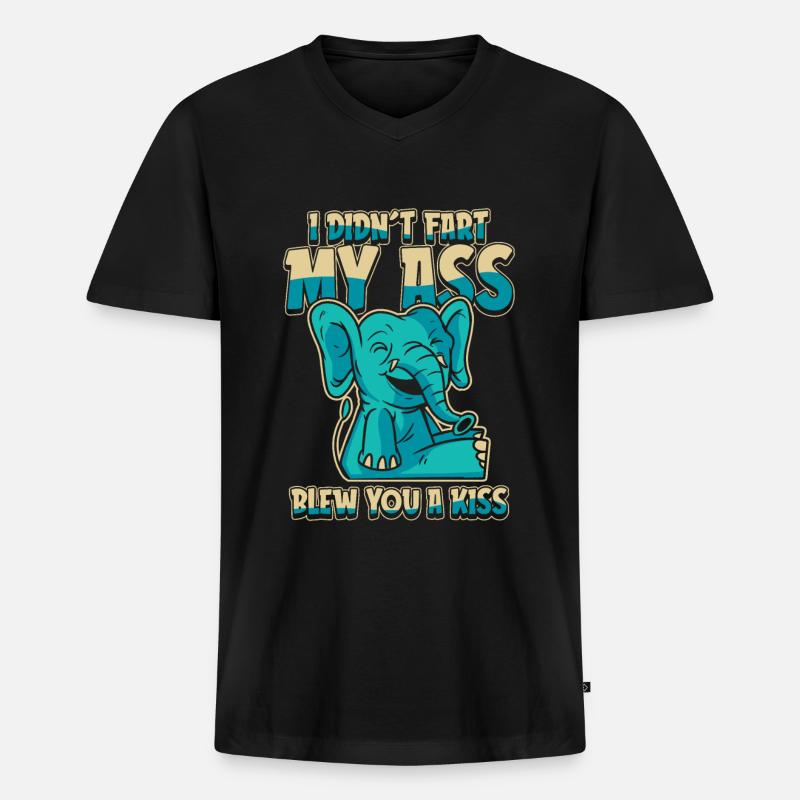 Elefant Witzig - Männer Premium Bio T-Shirt mit V-Ausschnitt - Schwarz