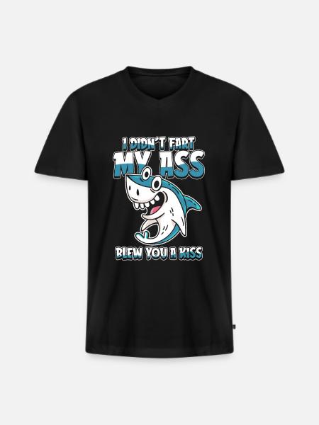 Drôle de requin - T-shirt encolure en V Premium bio Homme - noir