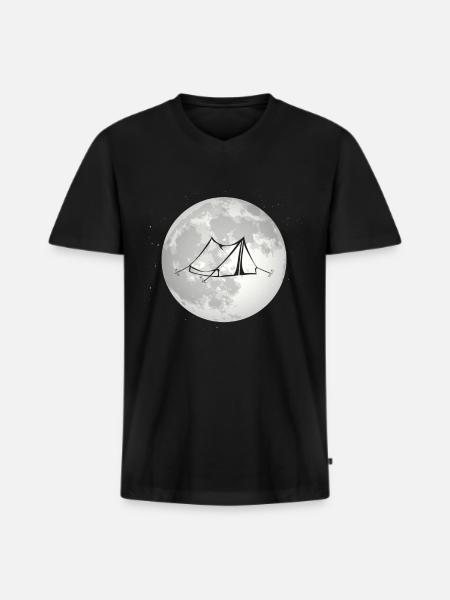 full moon - camping tent - - Men's Premium Organic T-shirt with V-neck - black