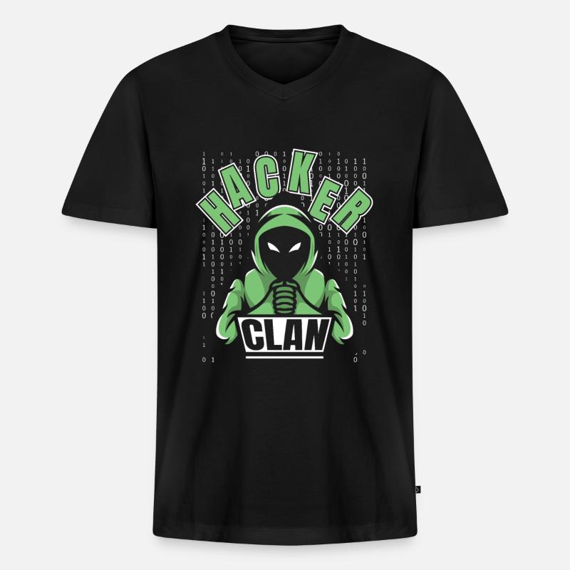 Entwickler Coder Programmierer Hacker - Männer Premium Bio T-Shirt mit V-Ausschnitt - Schwarz