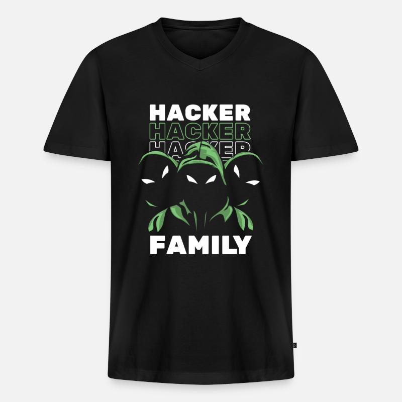 Développeur Codeur Programmeur Hacker - T-shirt encolure en V Premium bio Homme - noir