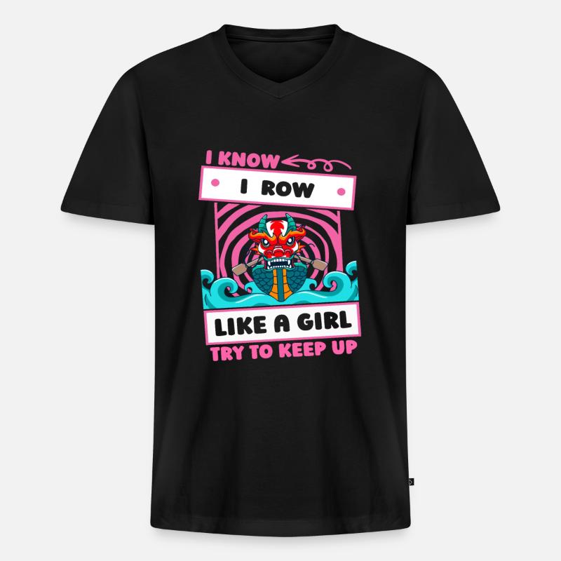 Rudern Ruderer Mädchen - Männer Premium Bio T-Shirt mit V-Ausschnitt - Schwarz