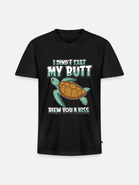 Turtle Funny - Men's Premium Organic T-shirt with V-neck - black