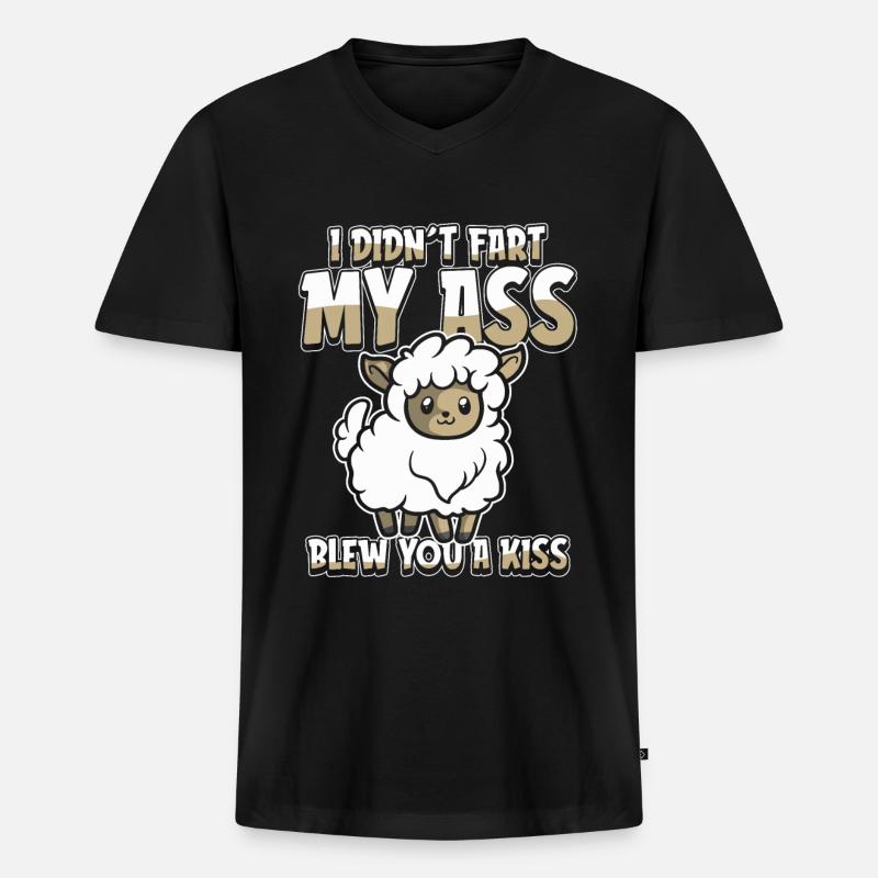 Schaf Ironisch - Männer Premium Bio T-Shirt mit V-Ausschnitt - Schwarz