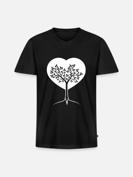 Heart - Tree - (2) - Men's Premium Organic T-shirt with V-neck - black