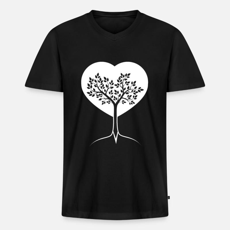 Herz - Baum - (2) - Männer Premium Bio T-Shirt mit V-Ausschnitt - Schwarz