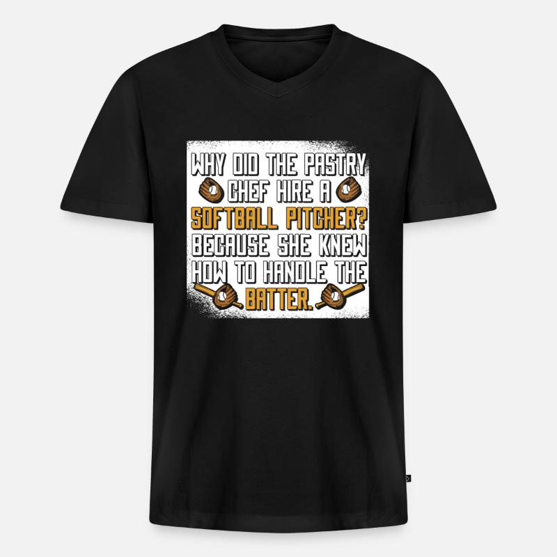 Softball Witzig - Männer Premium Bio T-Shirt mit V-Ausschnitt - Schwarz