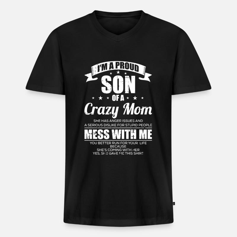 Mama Mutter Sohn - Männer Premium Bio T-Shirt mit V-Ausschnitt - Schwarz
