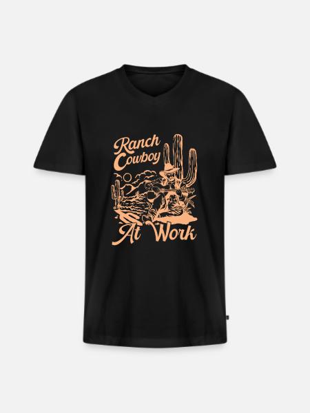 Rodeo Cowboy Works - Men's Premium Organic T-shirt with V-neck - black