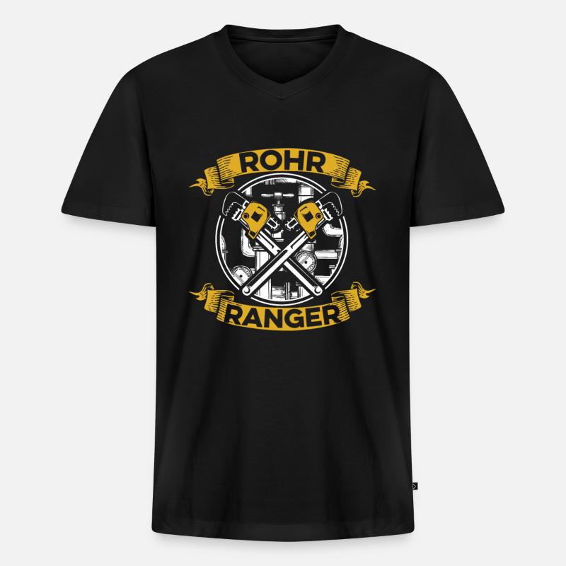 Rohrleitungsbauer Schlüssel - Männer Premium Bio T-Shirt mit V-Ausschnitt - Schwarz