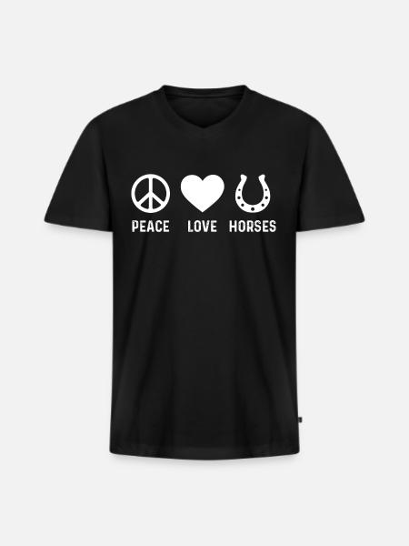 Peace Love Horses - Men's Premium Organic T-shirt with V-neck - black