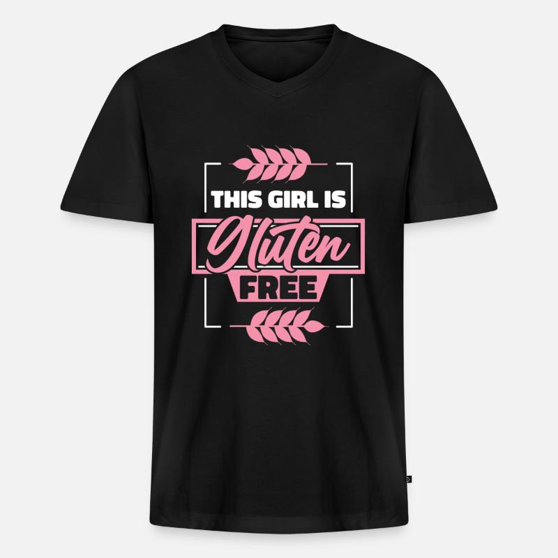 Glutenfrei Mädchen - Männer Premium Bio T-Shirt mit V-Ausschnitt - Schwarz