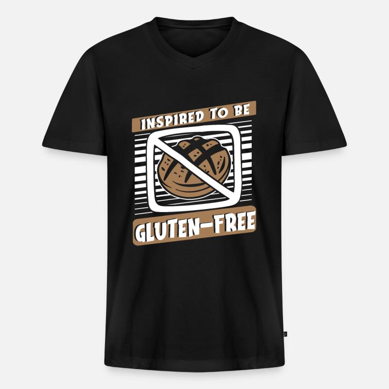 Glutenfrei - Männer Premium Bio T-Shirt mit V-Ausschnitt - Schwarz