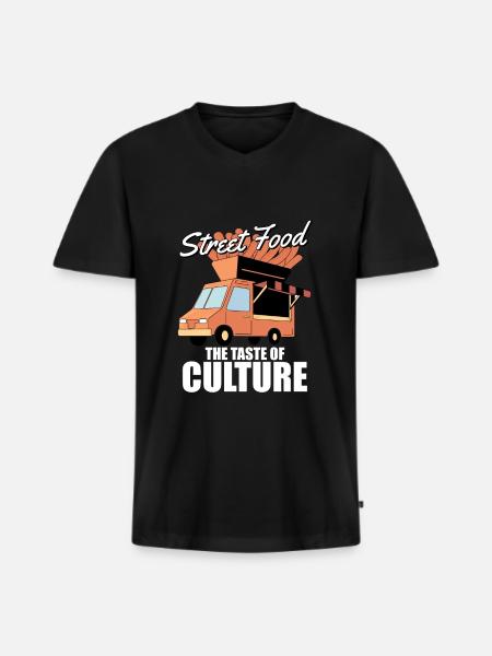 Straßenessen Kultur - Männer Premium Bio T-Shirt mit V-Ausschnitt - Schwarz
