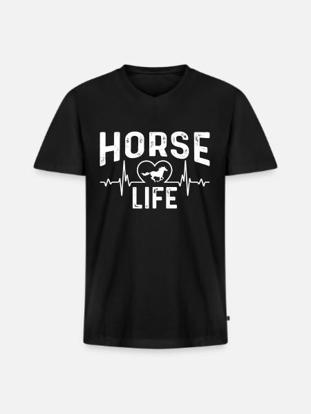 Horse life - Men's Premium Organic T-shirt with V-neck - black