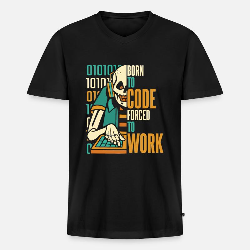 Entwickler Coder Programmierer Schädel - Männer Premium Bio T-Shirt mit V-Ausschnitt - Schwarz