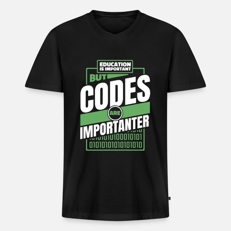 Entwickler Coder Programmierer Lustig - Männer Premium Bio T-Shirt mit V-Ausschnitt - Schwarz