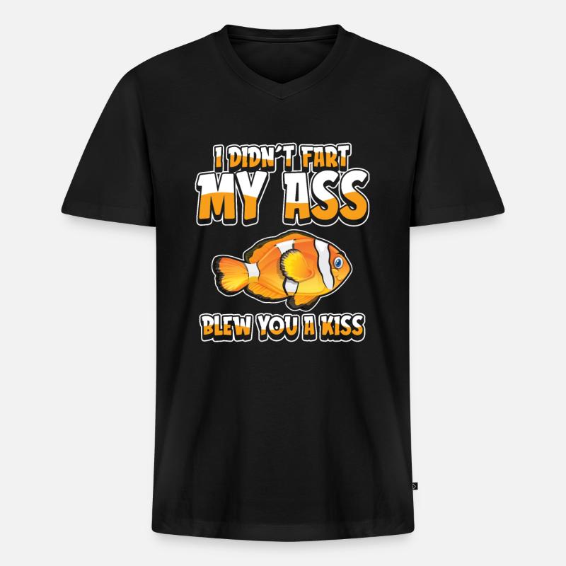 Clownfisch Witzig - Männer Premium Bio T-Shirt mit V-Ausschnitt - Schwarz