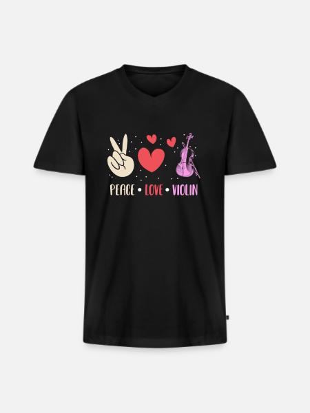 Violin Violin Heart - Men's Premium Organic T-shirt with V-neck - black
