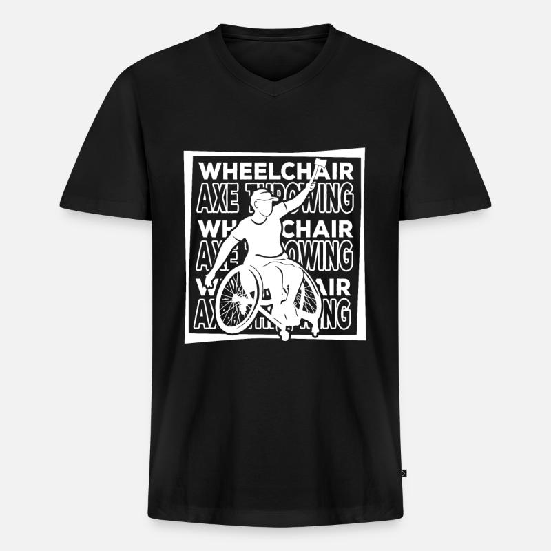 Axtwerfen Axtwerfer Rollstuhl - Männer Premium Bio T-Shirt mit V-Ausschnitt - Schwarz