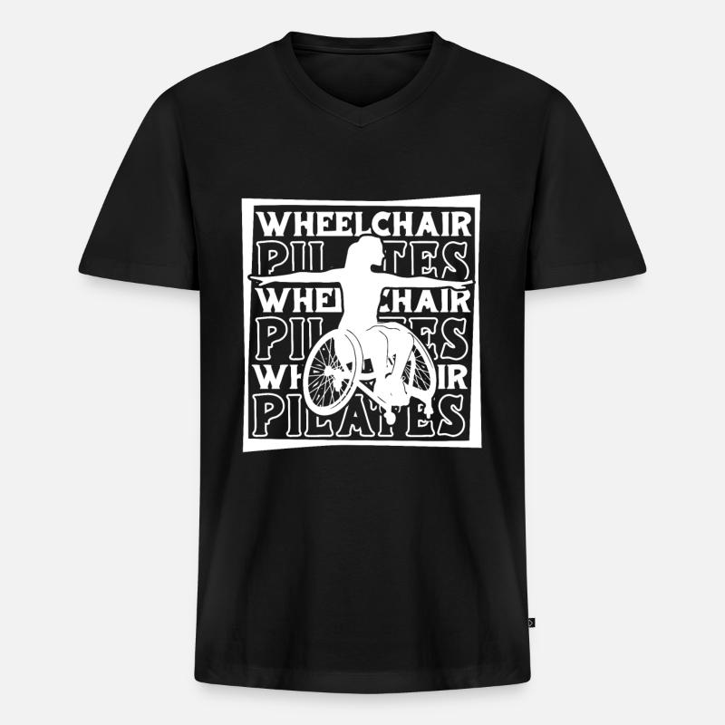 Pilates Rollstuhl - Männer Premium Bio T-Shirt mit V-Ausschnitt - Schwarz