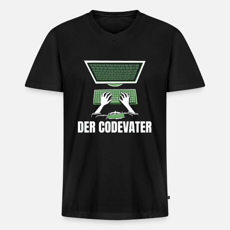 Entwickler Coder Programmierer Vater - Männer Premium Bio T-Shirt mit V-Ausschnitt - Schwarz