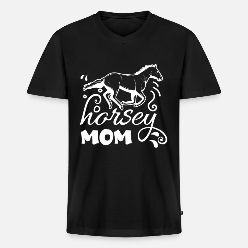 Pferdchen-Mama 1 - - Männer Premium Bio T-Shirt mit V-Ausschnitt - Schwarz