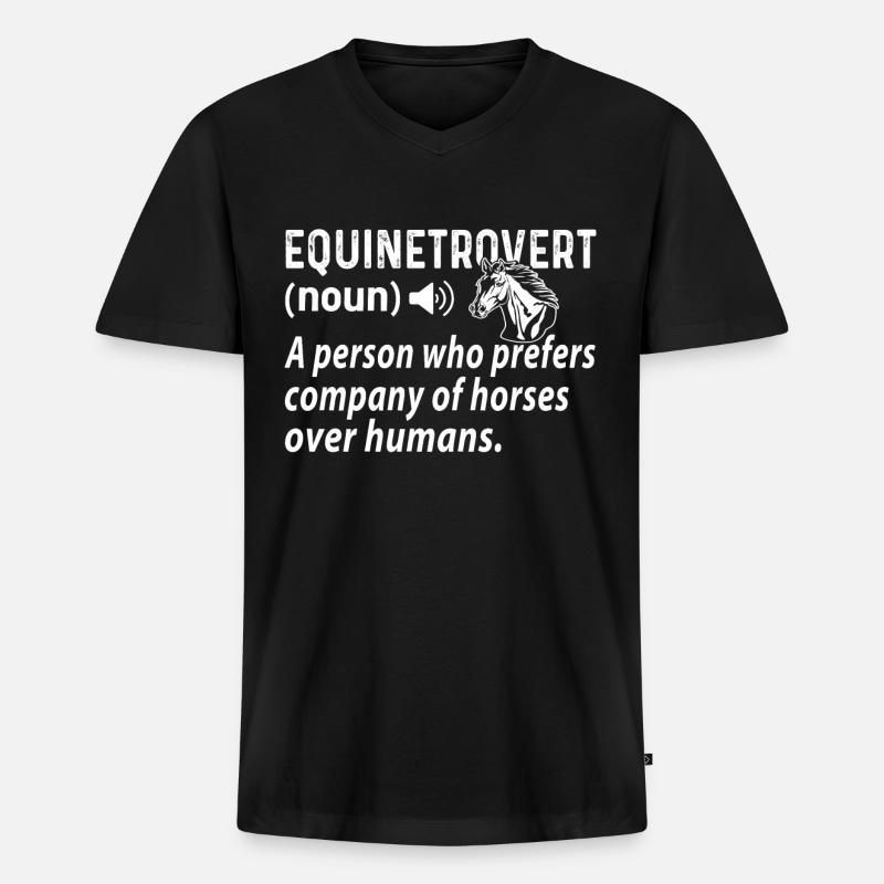 Equinetrovertiert - - Männer Premium Bio T-Shirt mit V-Ausschnitt - Schwarz