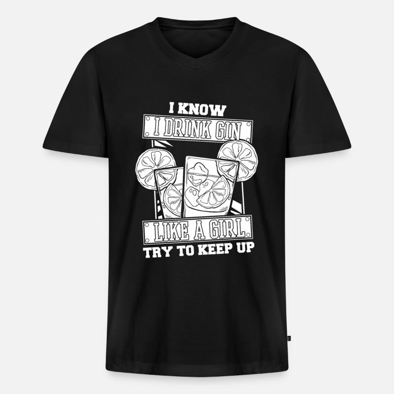Gin Mädchen - Männer Premium Bio T-Shirt mit V-Ausschnitt - Schwarz