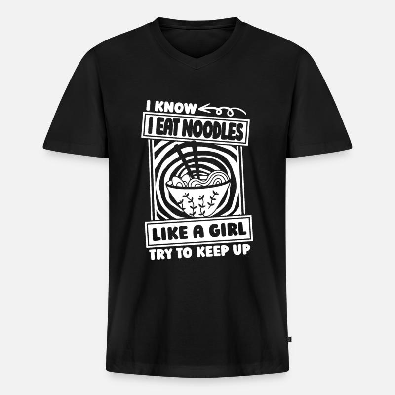 Noodles Mädchen - Männer Premium Bio T-Shirt mit V-Ausschnitt - Schwarz