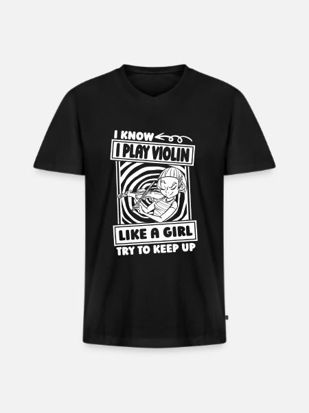 violin fiddle girl - Men's Premium Organic T-shirt with V-neck - black