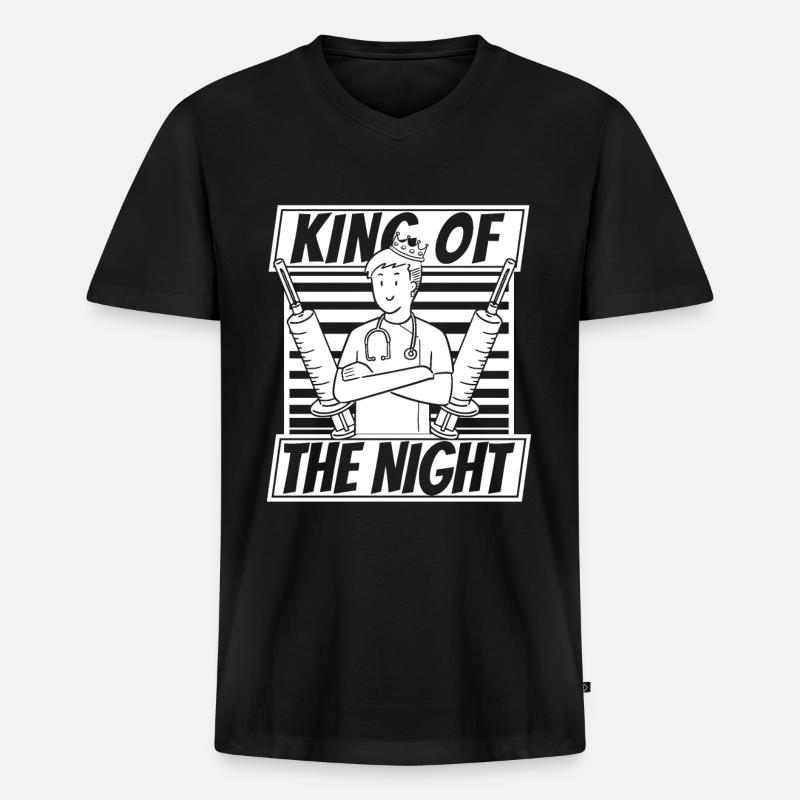 Krankenschwester Spritze - Männer Premium Bio T-Shirt mit V-Ausschnitt - Schwarz