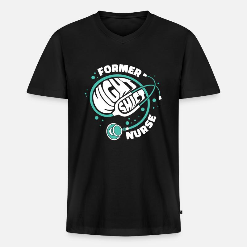 Krankenschwester Stethoskop - Männer Premium Bio T-Shirt mit V-Ausschnitt - Schwarz