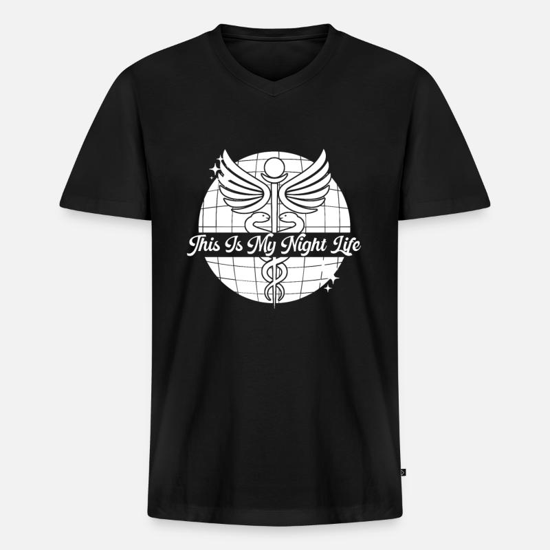 Krankenschwester Hermesstab - Männer Premium Bio T-Shirt mit V-Ausschnitt - Schwarz