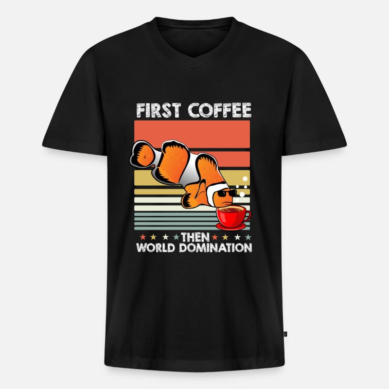 Clownfisch Sonnenbrille Kaffee - Männer Premium Bio T-Shirt mit V-Ausschnitt - Schwarz