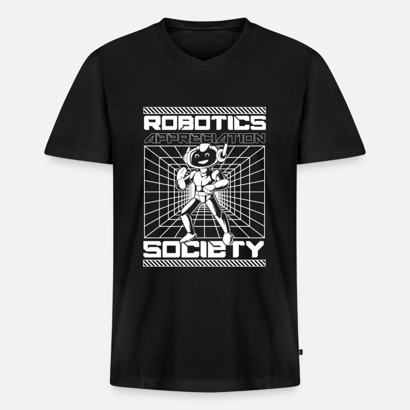 Robotik Ai Roboter - Männer Premium Bio T-Shirt mit V-Ausschnitt - Schwarz