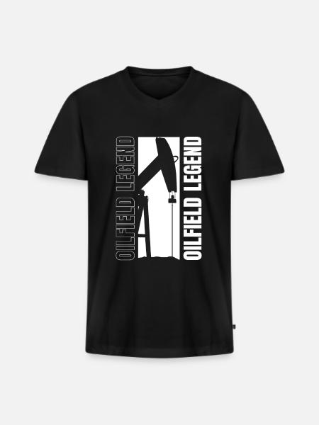 Oil field oil rig Witzig - Men's Premium Organic T-shirt with V-neck - black