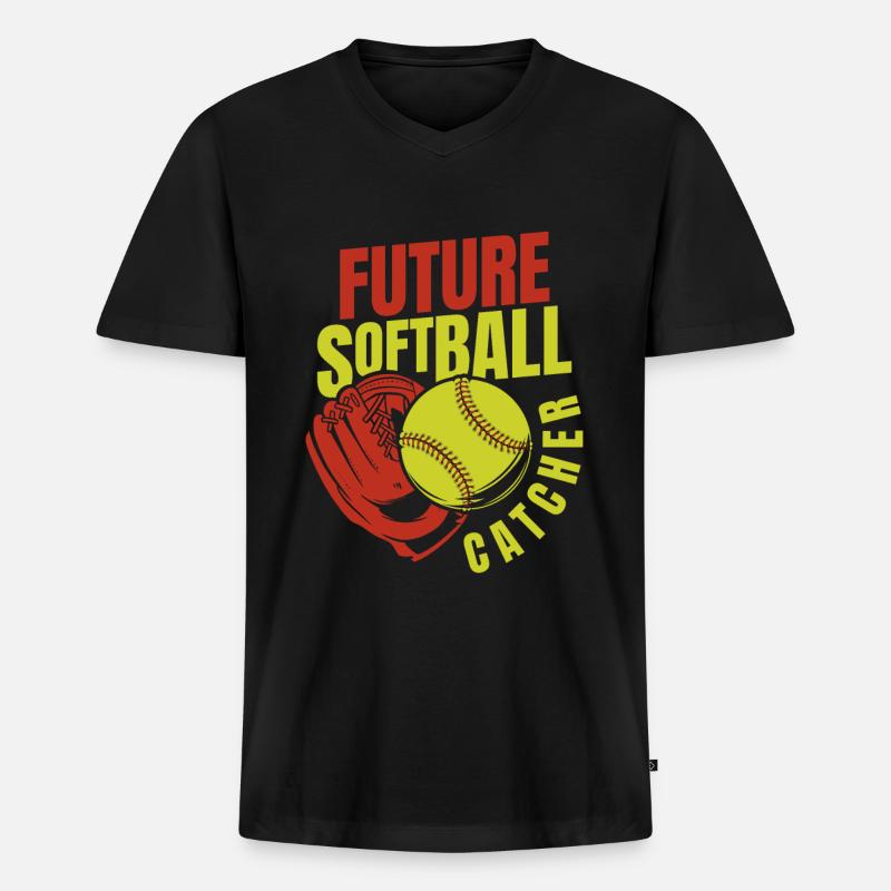 Softball Fänger - Männer Premium Bio T-Shirt mit V-Ausschnitt - Schwarz