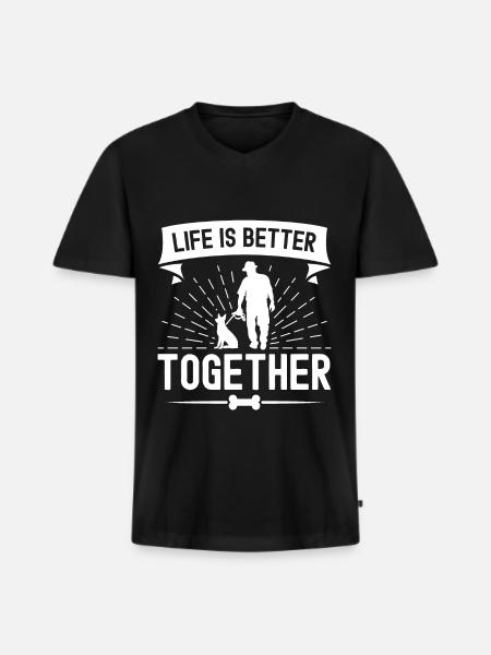 Life is better together - Men's Premium Organic T-shirt with V-neck - black