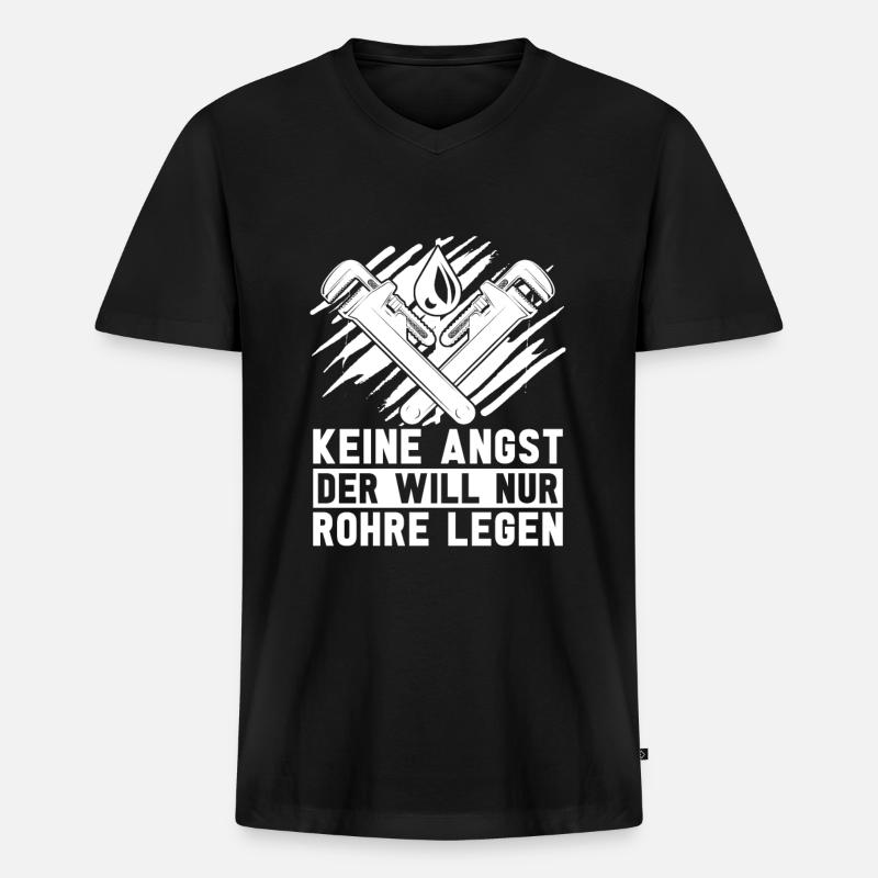 Rohrleitungsbauer Witzig - Männer Premium Bio T-Shirt mit V-Ausschnitt - Schwarz